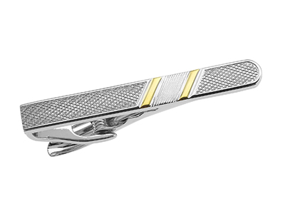 TN-2466RG Cool Diamond Texture Gold Stripe Tie Bar