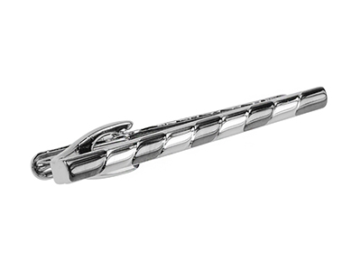 TN-2393RGM Slim Silver and Gunmetal Thin Tie Bar