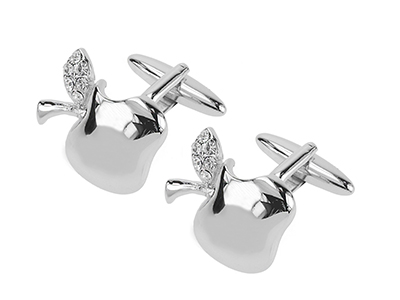 1860-19R Rhinestone Crystal Apple Cufflinks