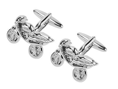 1861-18R Silver Racing Motorbike Cufflinks