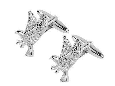 1861-11R Silver Flying Eagle Animal Bird Cufflinks