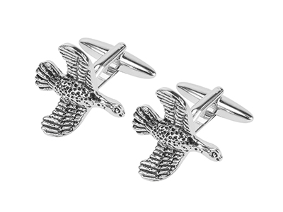 1861-8R Antique Silver Flying Duck Hunting Cufflinks