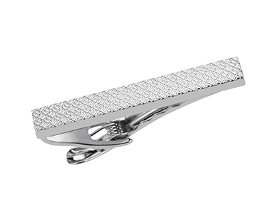 TN-2258R Silver Fashion Custom Textured Tie Clip