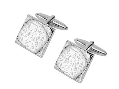 651-20R2 Laser Engraved Musical Symbols Cufflinks