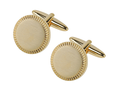 653-4G2 Round Gold Custom Mens Cufflinks