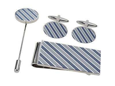 SET1464-18R Blue Tonal Diagonal Stripes Set