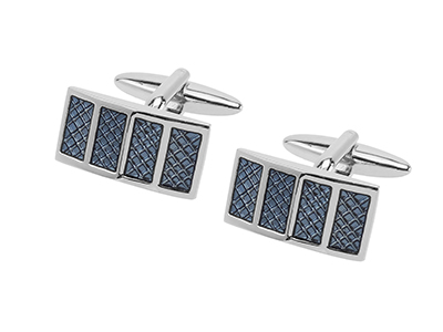 304-19R Blue Lattice Enamel Cufflinks