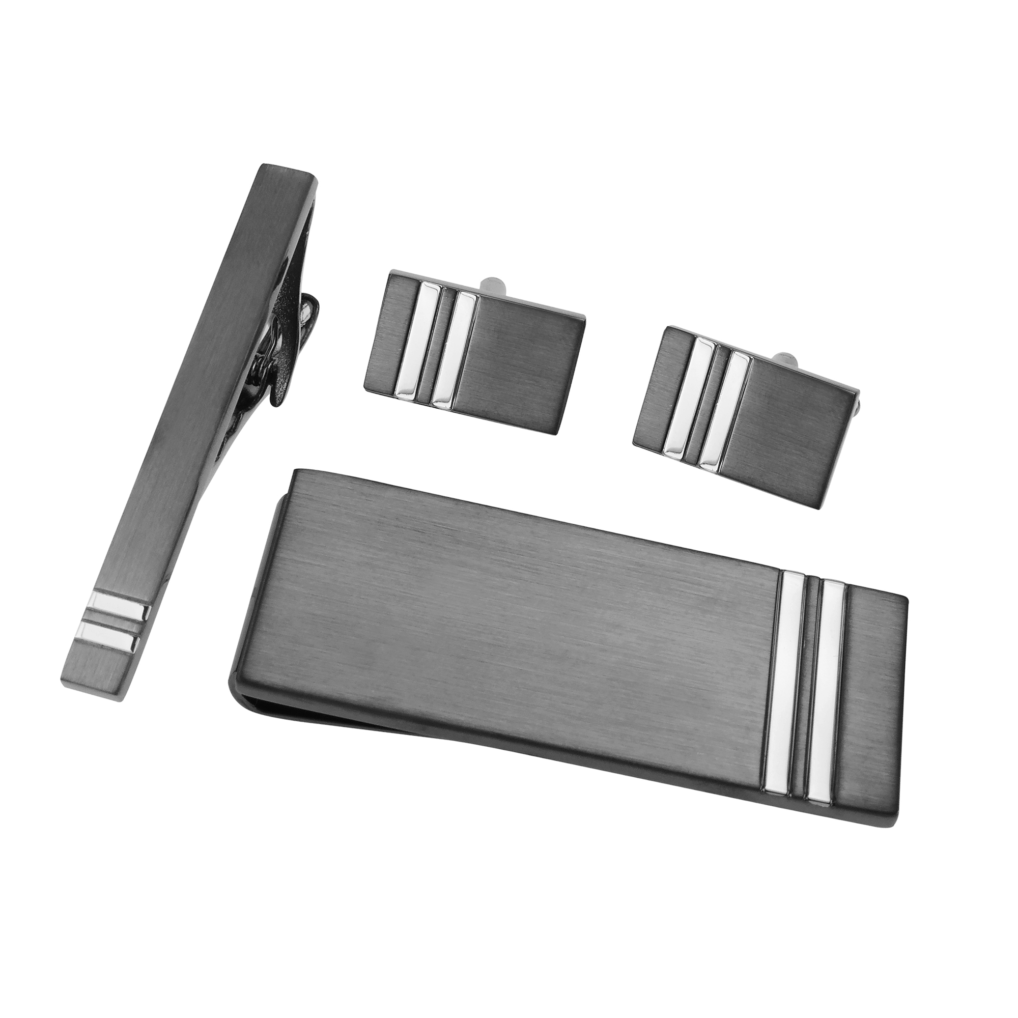 SET643-15GMR1 Gunmetal and Silver Rectangular Set