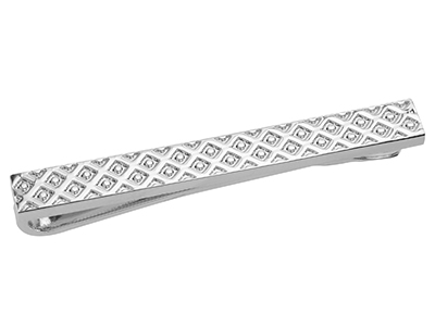 TN-3094R Engraved Diamond Texture Tie Clips Bars