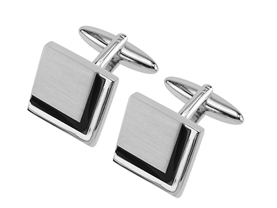 TN-151R2 Navy Blue Enamel Border Square Cufflink