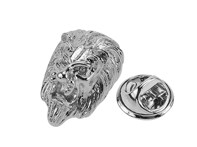 TP54-5R Silver Brass Antique Lion Head Lapel Pin