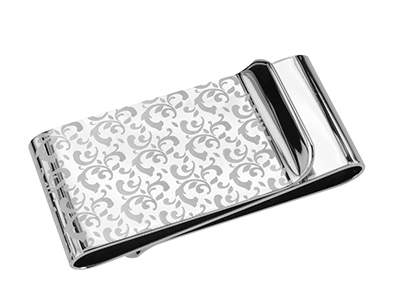 MC2-8R2 Engraved Metal Silver Art Money Clip