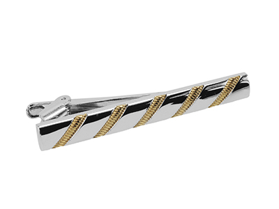 TN-2532RG Silver and Gold Tie Clip