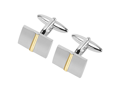 636-7RG1 Brush Silver with Gold Plated Cufflinks