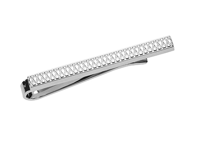 TN-3209R Diamond Texture Silver Tie Bars
