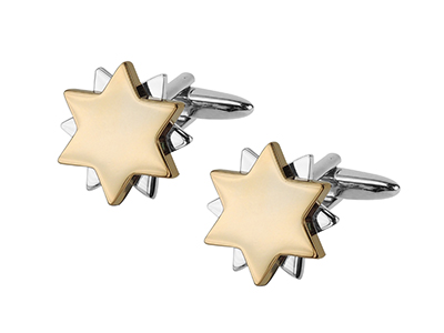 668-18RG Gold and Silver Star Cufflinks