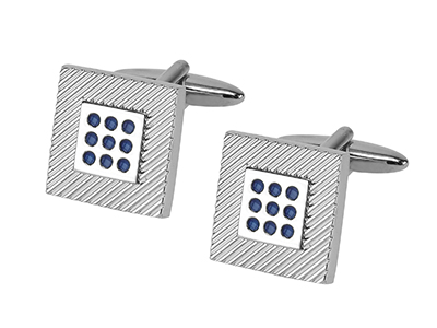 668-19R Silver Square Shirt Cufflink