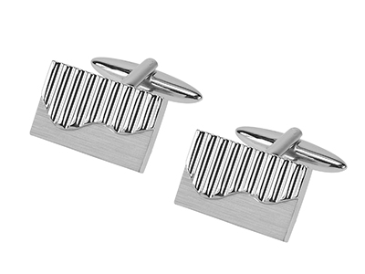 668-16R2 Silver Brass Rectangle Cufflinks