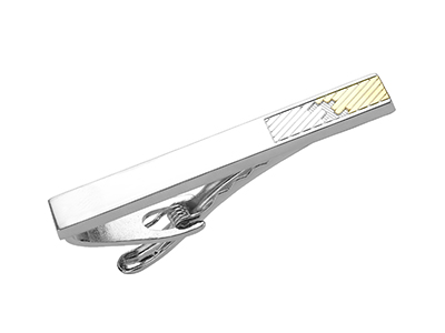 TN-3394GR Silver and Gold Tie Clip