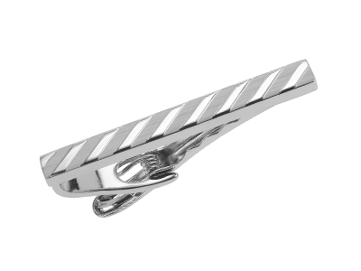 TN-2942R2 Silver Two Tone Repp Stripe Tie Clips