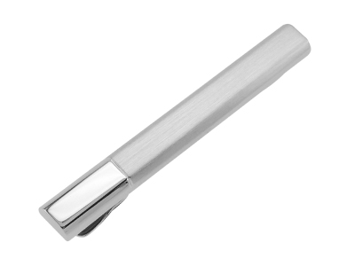 TN-2350R2 Shiny and Matt Silver Round Edge Tie Clip