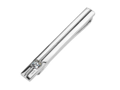 TN-2285R Unique Silver Crystal Tie Clips Bars