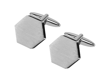 645-15R1 Brush Silver Classic Cufflinks