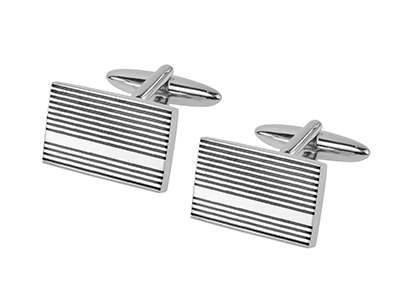 652-4RGM Black Stripes Metal Suit Cufflinks