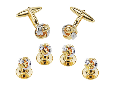 SETTN-1496GR Metal Knot Cufflinks and Studs Sets