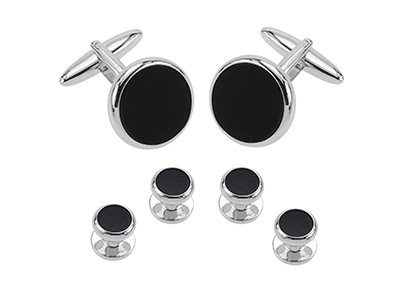 SETTN-1585R Black Onyx Cufflinks and Shirt Stud Set