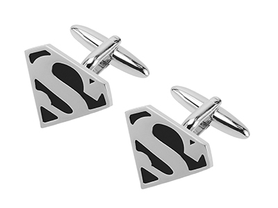 307-24R Black Enamel Superman Logo Cufflinks