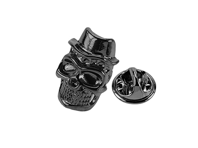 629-11GM/TP Metal Mens Black Skull Lapel Pin