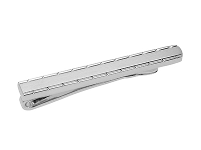 TN-2499R2 Brush Silver Etched Border Tie Clip