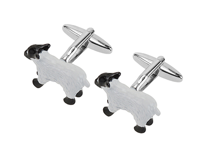 629-1R Novelty Black and White Enamel Sheep Cufflinks