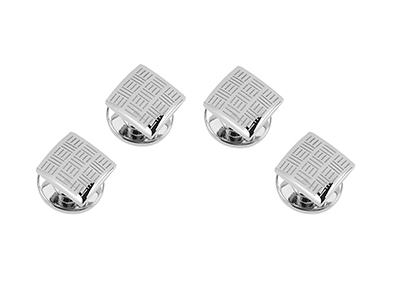 ST256-14R2 Laser Engraved Stripes Square Dress Studs