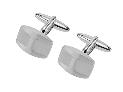 616-12R1 C5 Mens White Catseye Curved Cufflinks