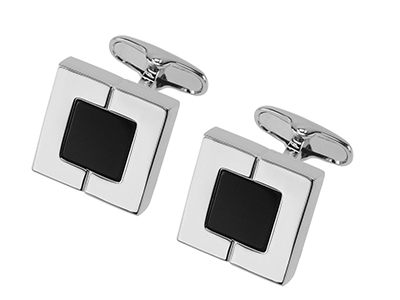 239-2R Classic Black Plastic Square Cufflinks