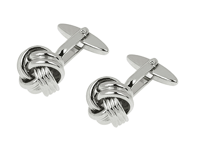 8-22R Mens Silver Metal Knot Cufflinks