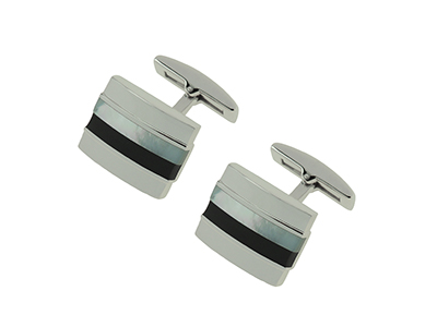 SS-275R Mother of Pearl and Onyx Stripes Cufflink