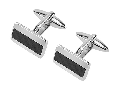 CX-22  Stainless Steel Carbon Fiber Cufflinks