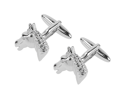 1862-8R Silver Animal Horse Cufflinks