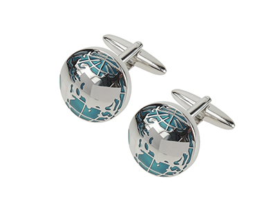 TN-1850R Unique Design Bule Earth Cufflinks