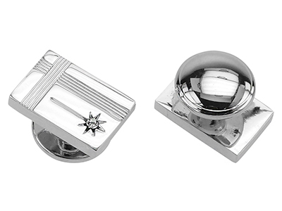 STTN-1500R Crystal Star Silver Rectangular Studs