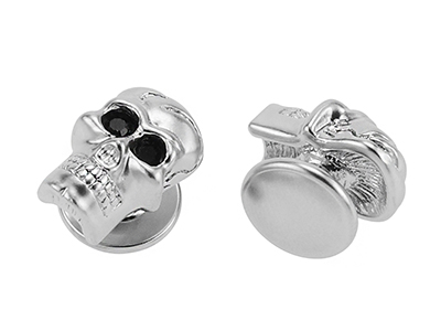 STTN-1499R1 Black Diamond Skull Studs