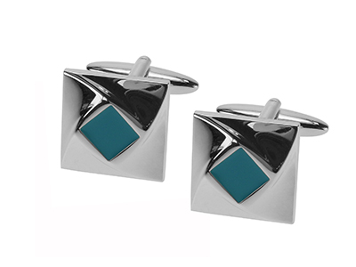 1464-15R Elegant Design Blue Epoxy Cufflinks