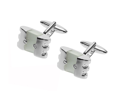 672-4R Luxury Cufflinks with White Cateye