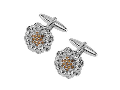 649-7 Yellow Crystal Sunflower Cufflink