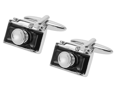 1508-11R Cool Design 3D Black Camera Cufflinks