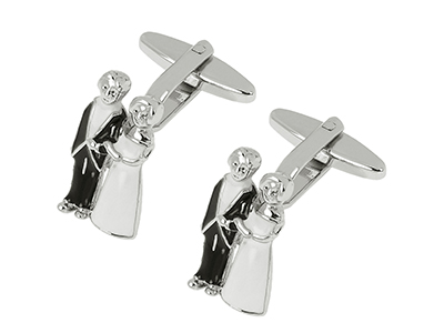 243-15R Square Dress Rhodium Cufflink Love