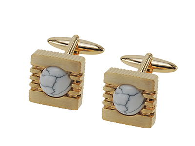 661-2G1 Stone Gem 14K Gold Cufflinks